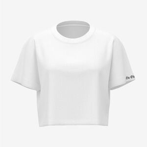 NWT Victoria’s Secret PINK Campus Cotton Cropped Tee in Optic White Ghouls